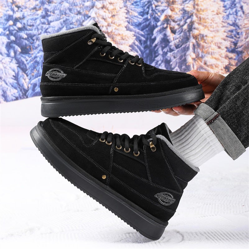 Winter New Style Fleece-Lined Thickened Trendy Casual Boots Thick Bottom Wear-Resistant Outer Wear Short Tube Men'S Shoes - Image 3
